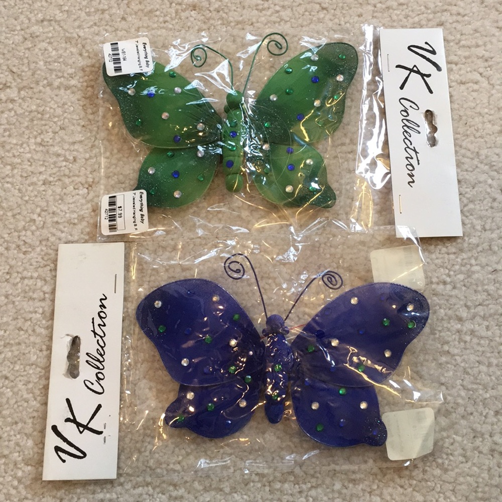 NWT 7 inch jeweled hanging butterflies